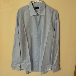Saks Fifth Ave 100% Cotton Blue Dress Shirt Size 17